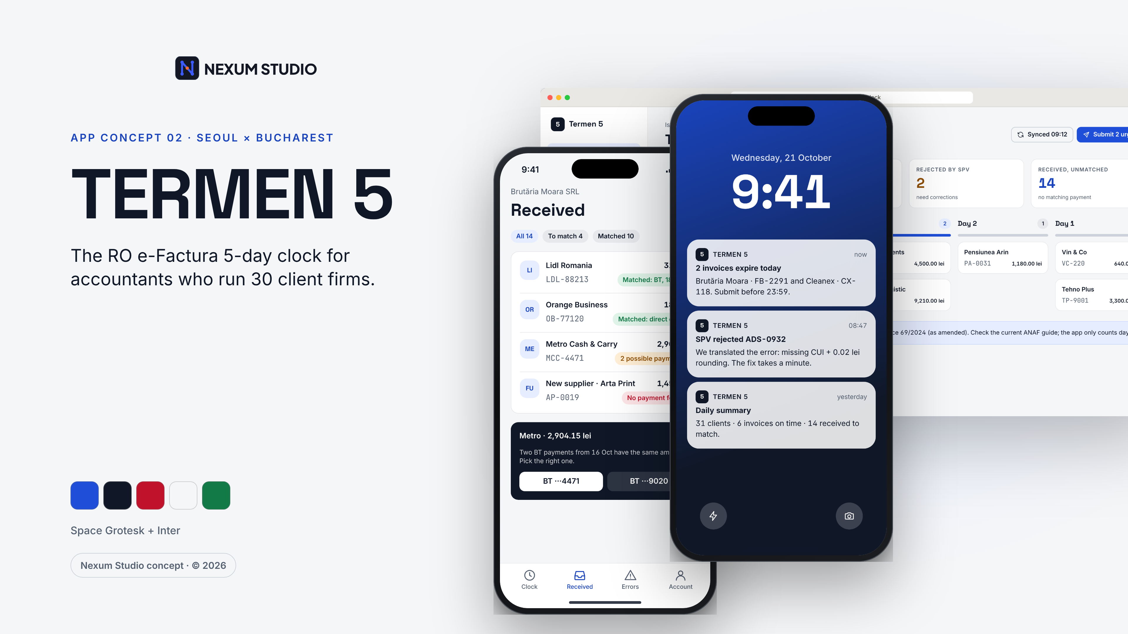 TERMEN 5: key screens in device frames