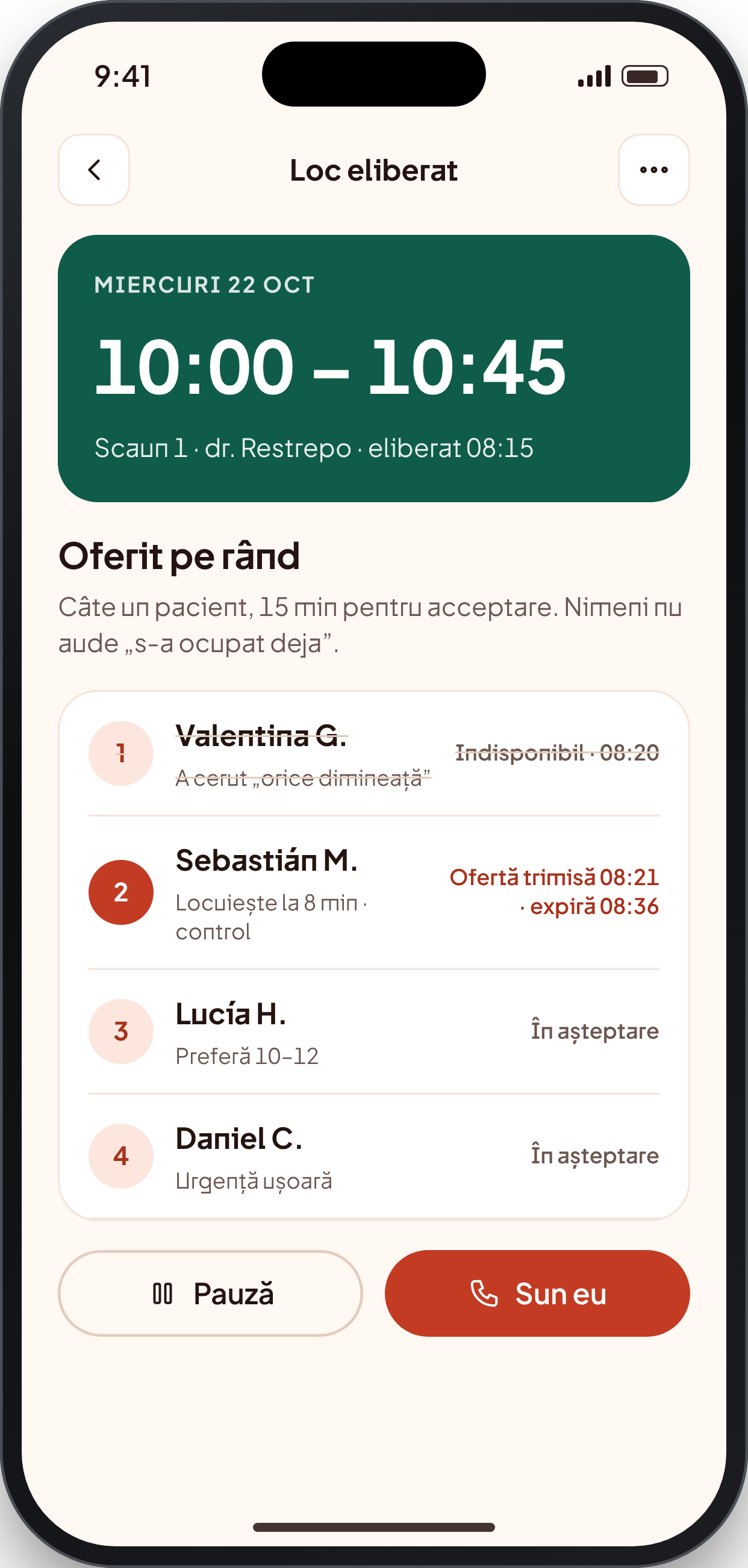 SLOTBACK, ecran: Lista de așteptare