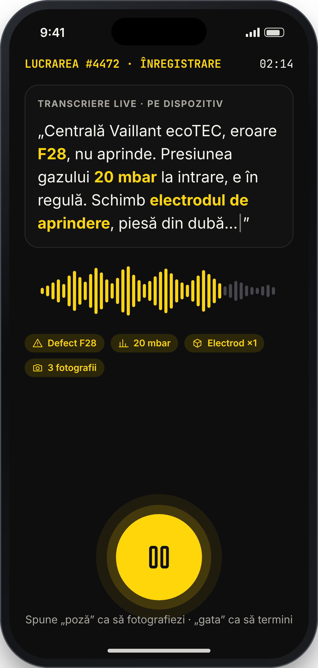 WRENCHNOTE, ecran: Dictare fără mâini