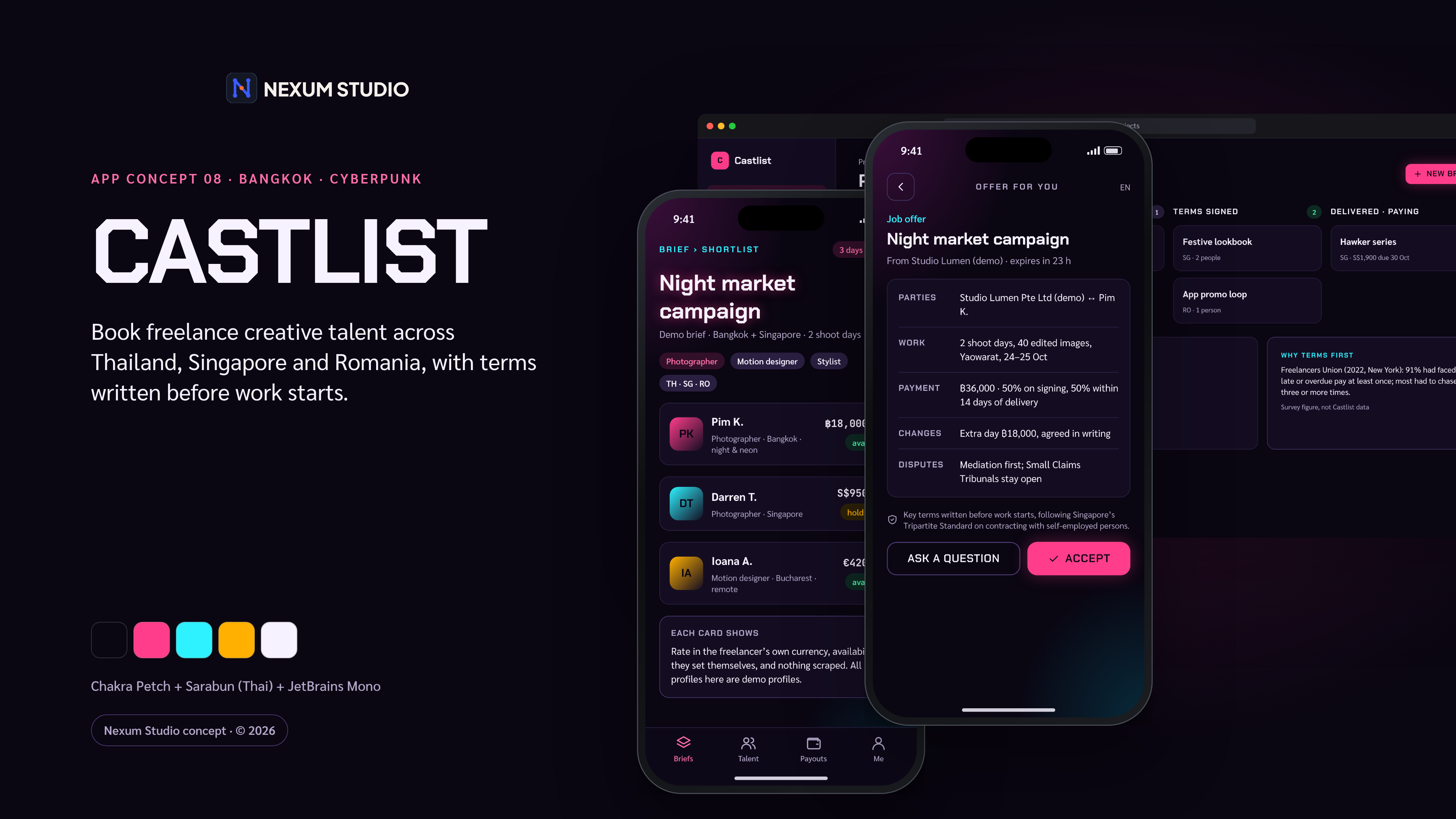 CASTLIST: key screens in device frames