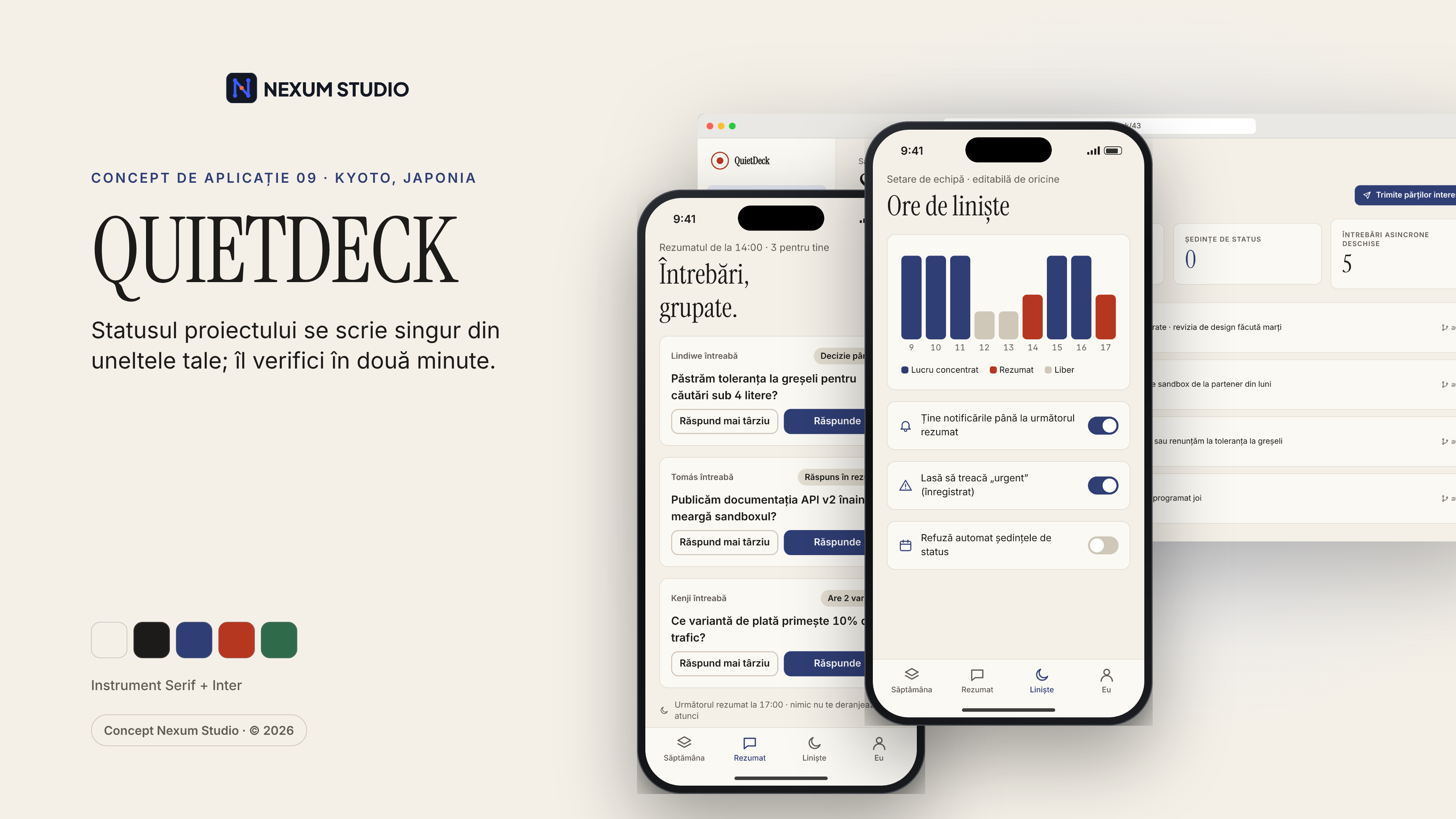 QUIETDECK: ecrane cheie în rame de dispozitiv