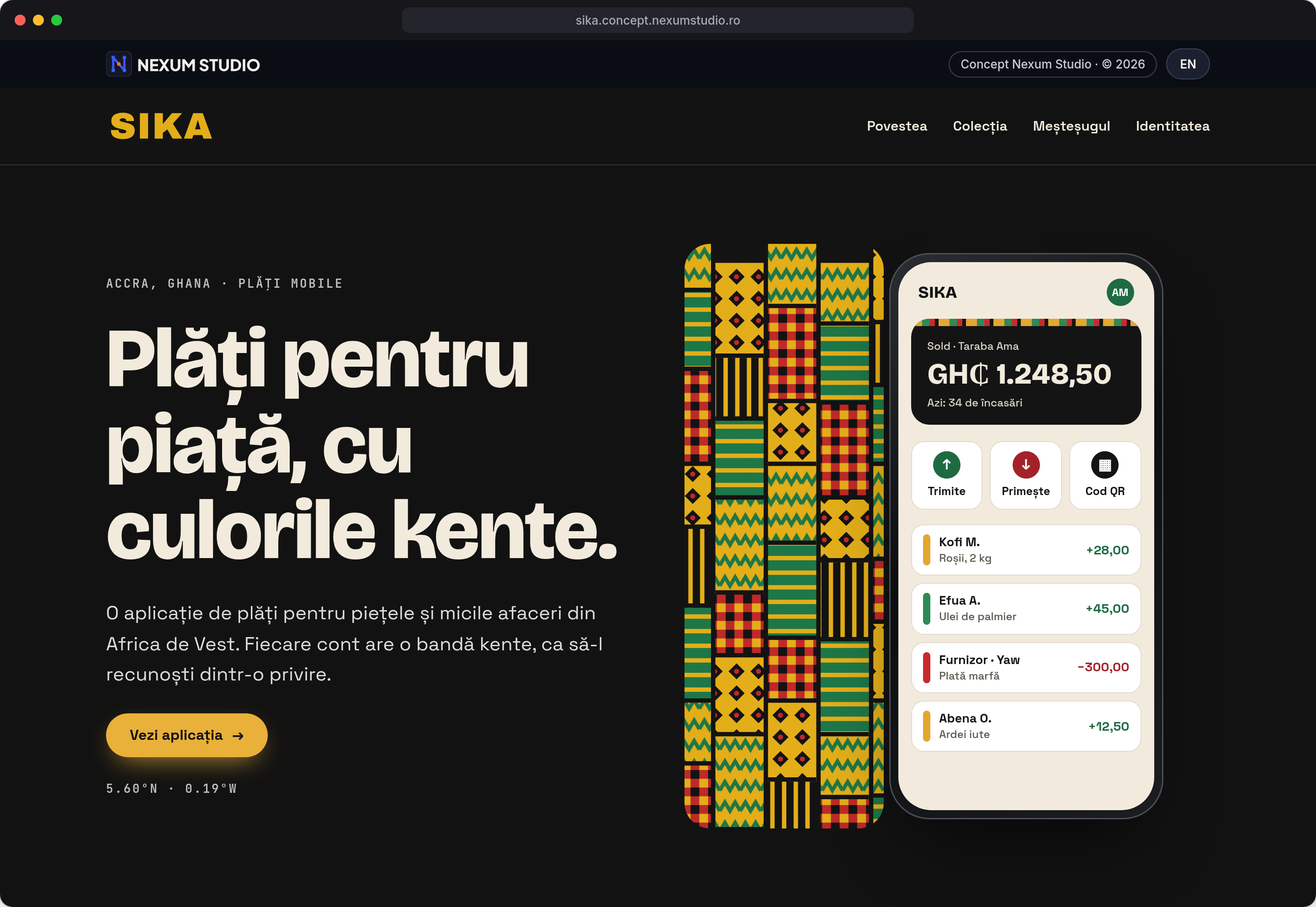 SIKA: Prima secțiune, desktop