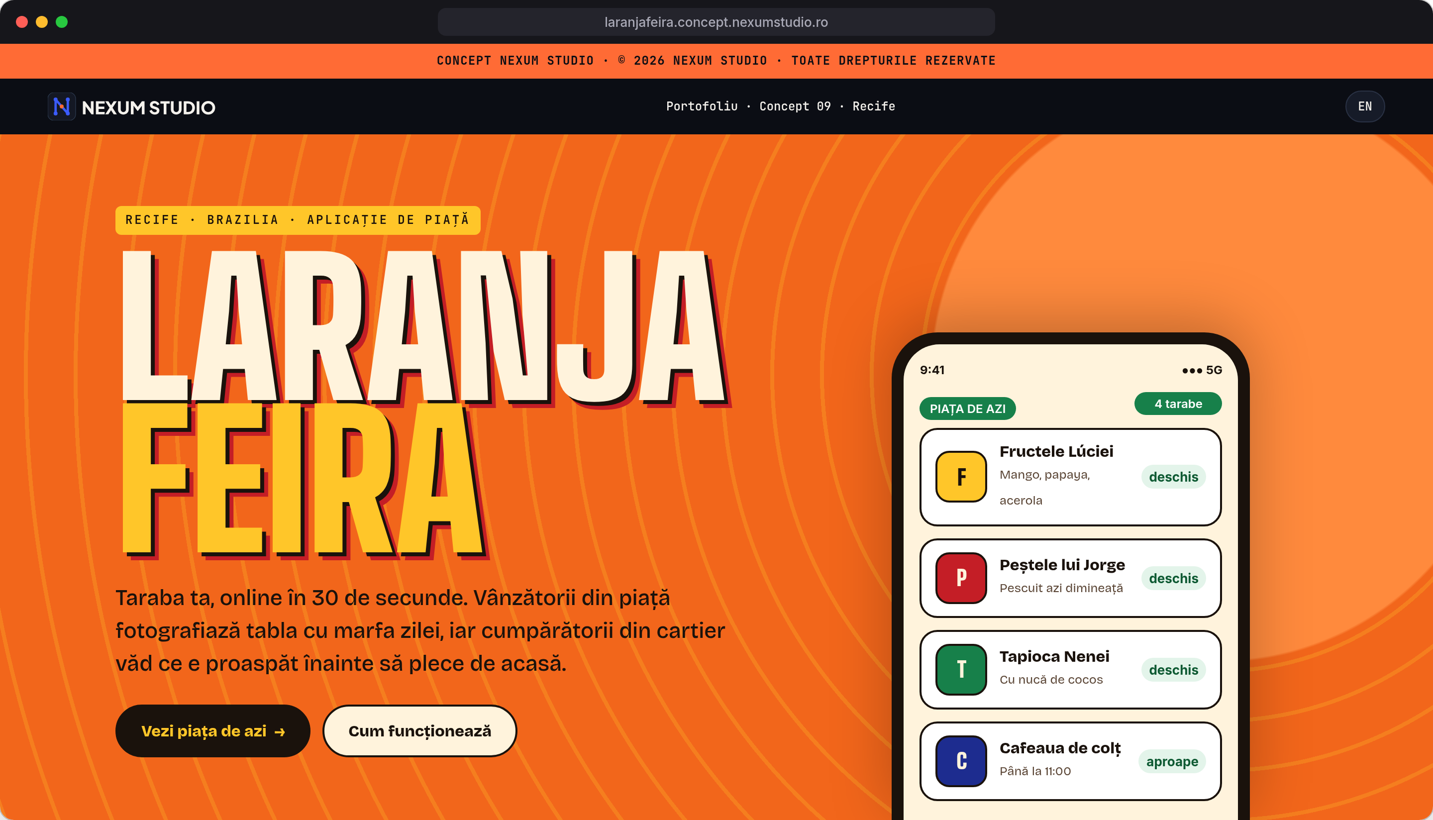 LARANJA FEIRA: Prima secțiune, desktop