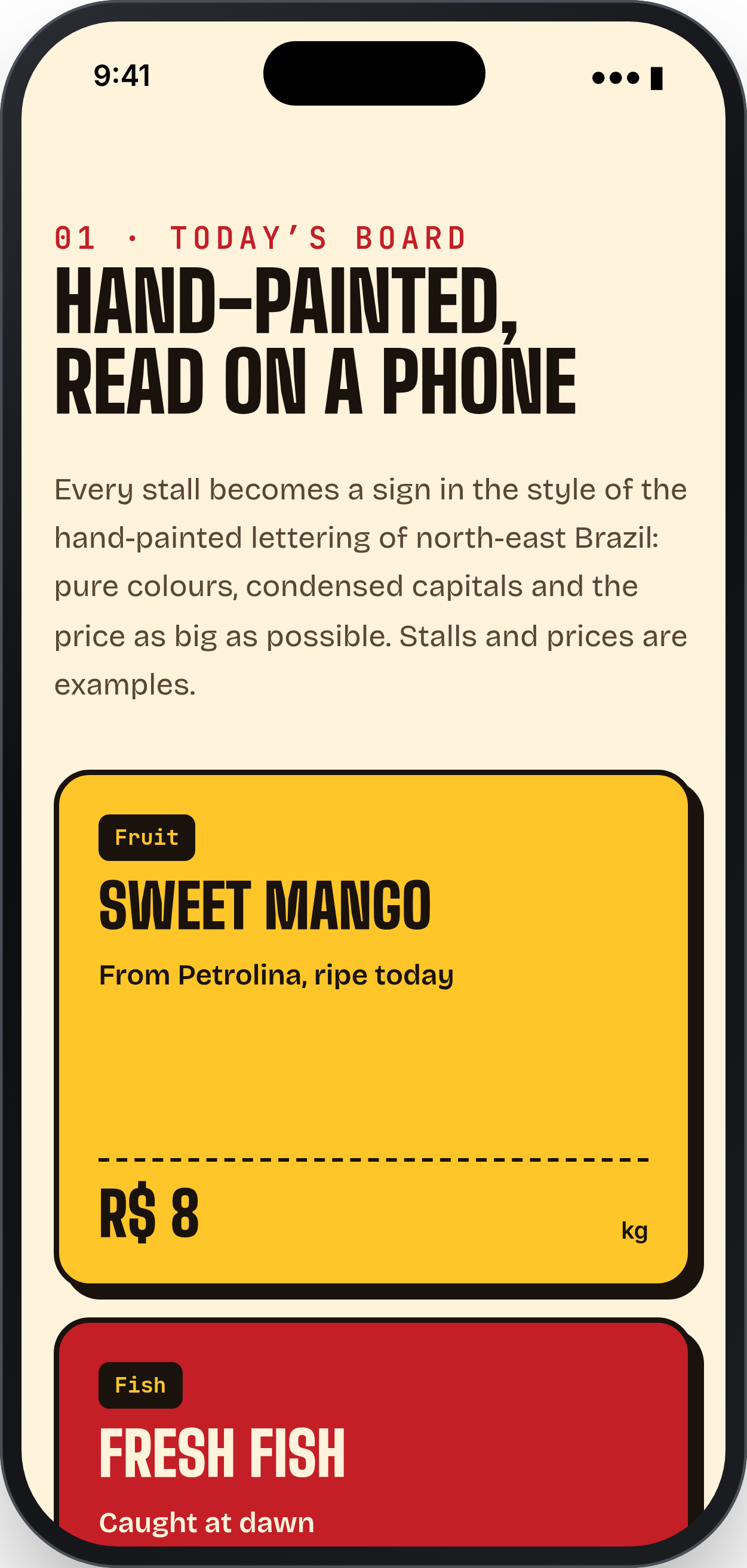 LARANJA FEIRA: Today’s board, phone