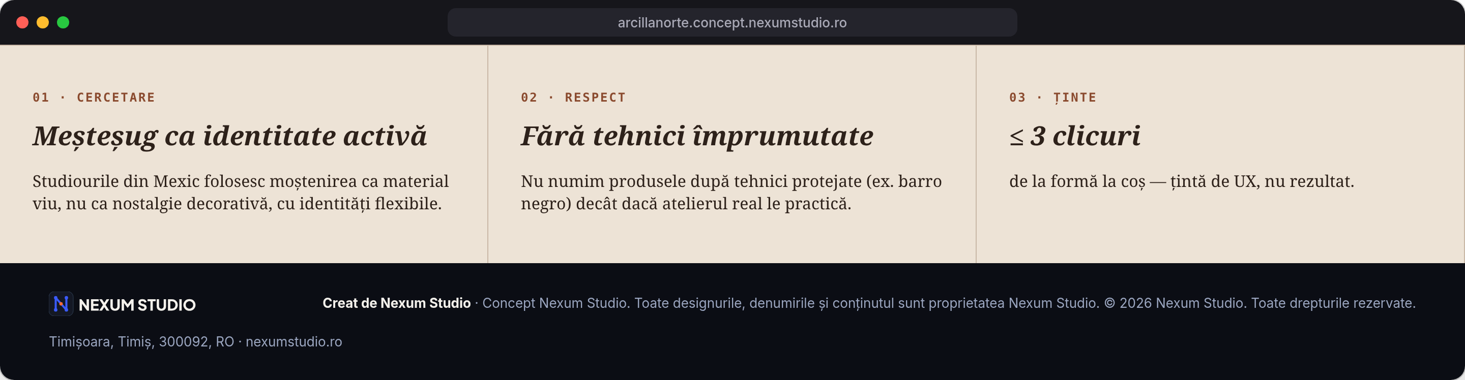 ARCILLA NORTE: Cercetare și programă, desktop