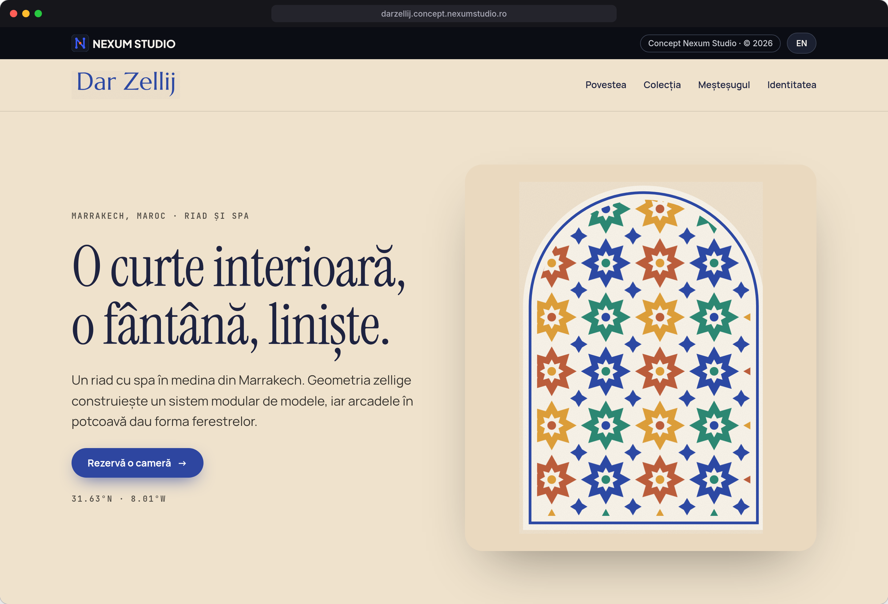 DAR ZELLIJ: Prima secțiune, desktop