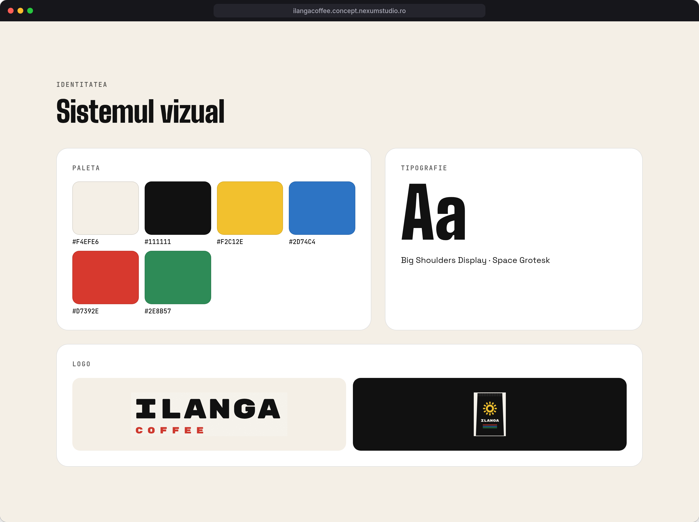 ILANGA COFFEE: Identitatea, desktop