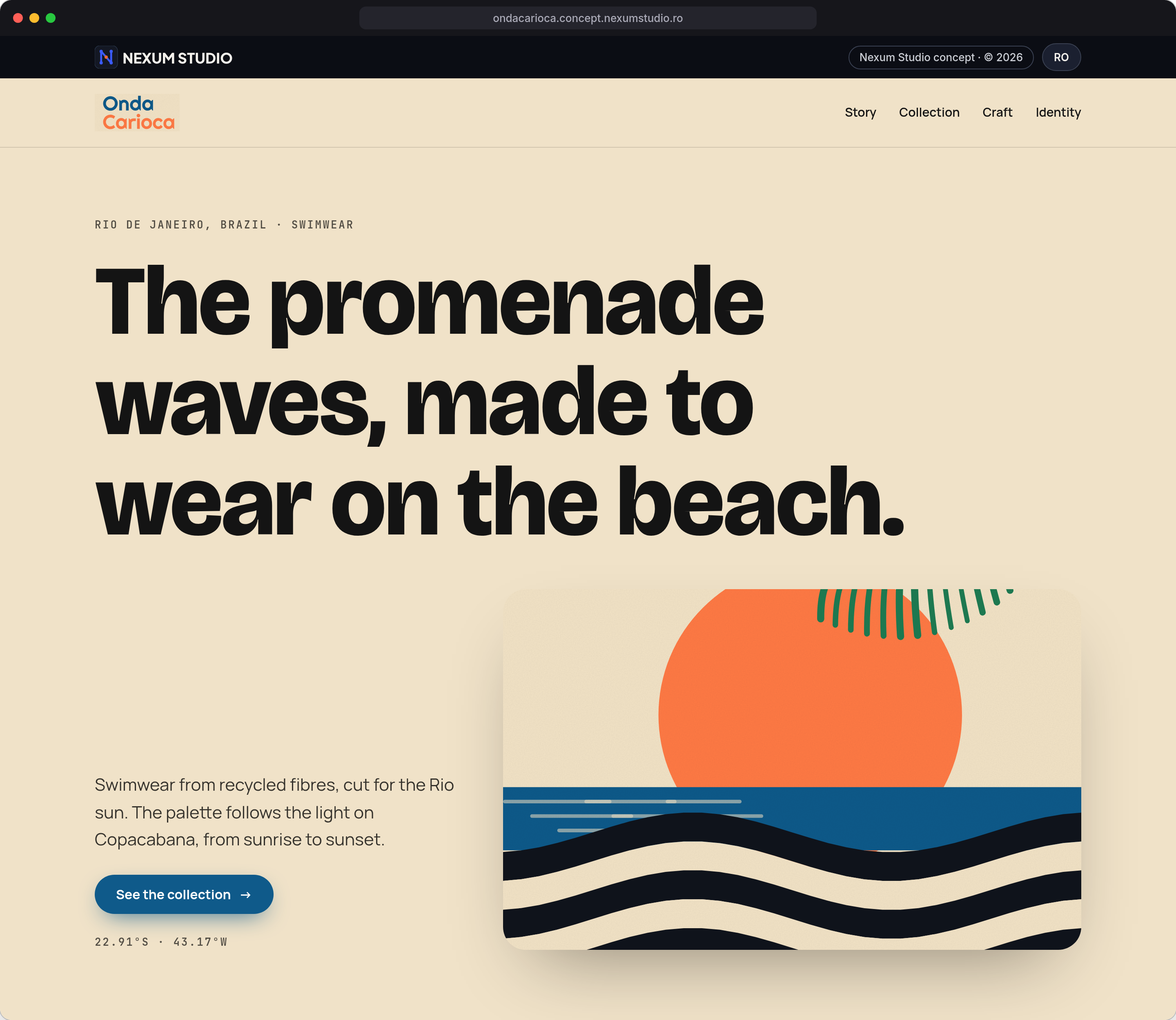 ONDA CARIOCA: First fold, desktop