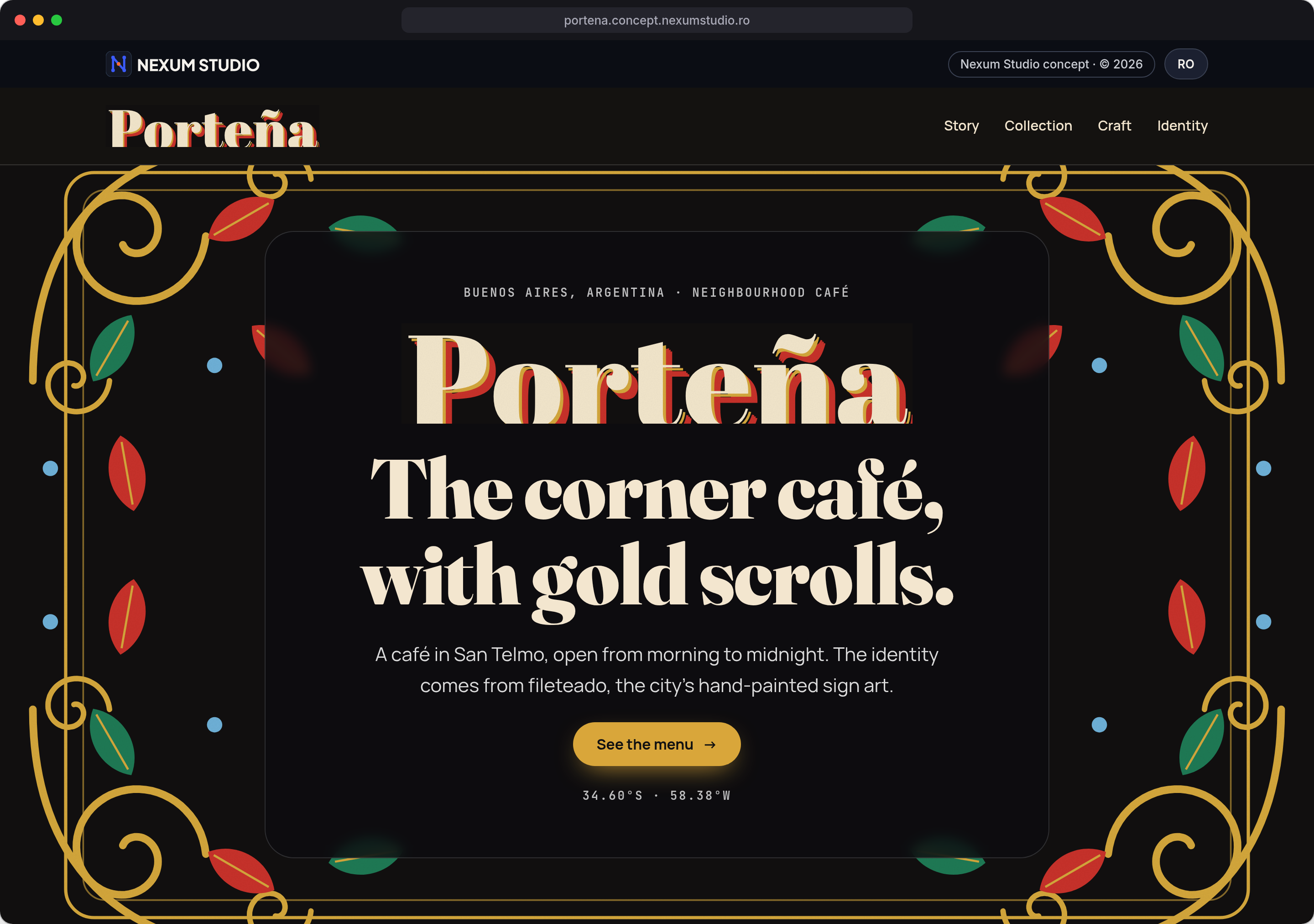 PORTEÑA: First fold, desktop