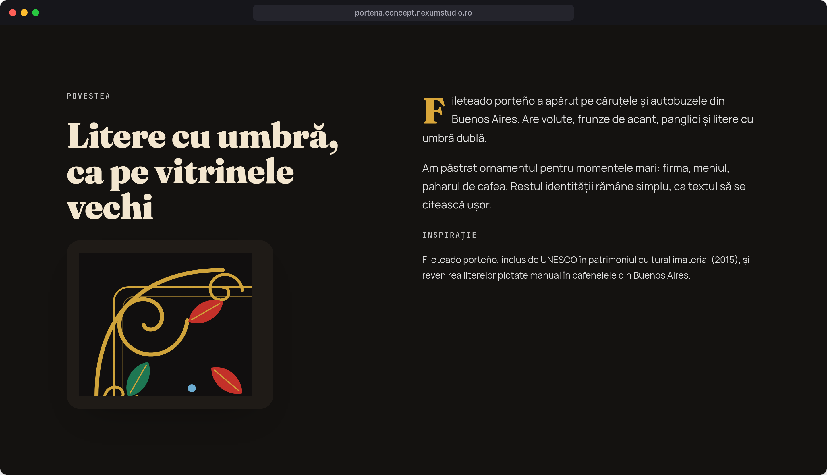 PORTEÑA: Povestea, desktop