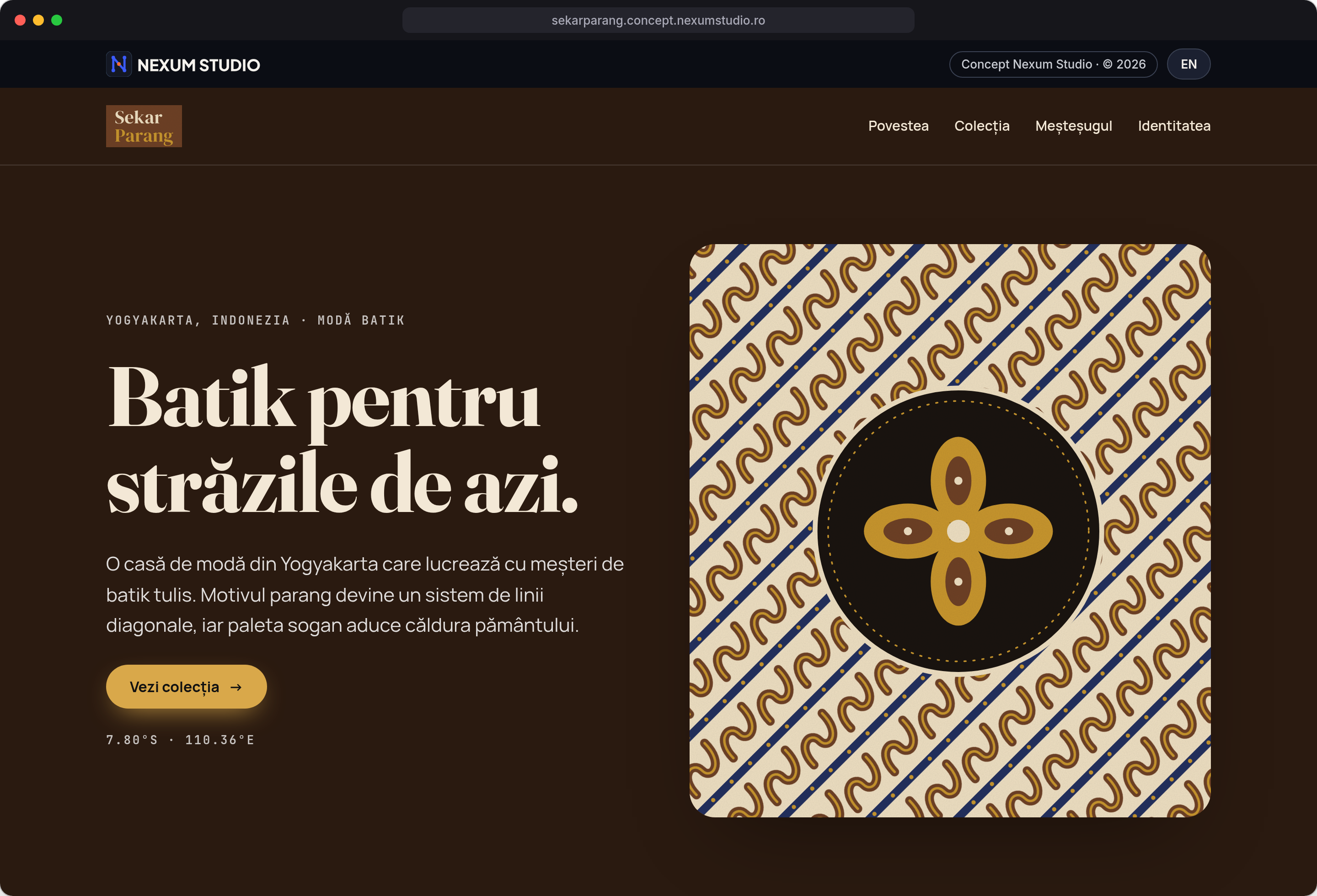 SEKAR PARANG: Prima secțiune, desktop